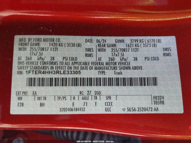 1FTER4HH3RLE33305 Ford Ranger Xlt
