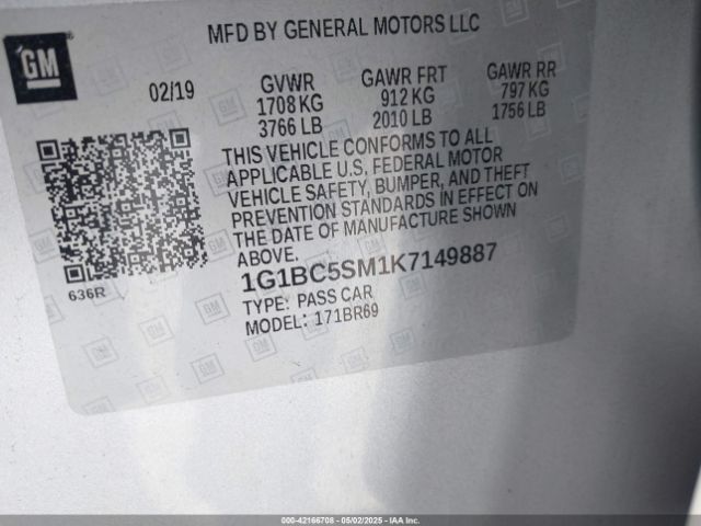 1G1BC5SM1K7149887 Chevrolet CRUZE LS