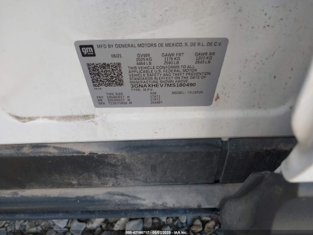 3GNAXHEV7MS180490 Chevrolet Equinox Fwd Ls