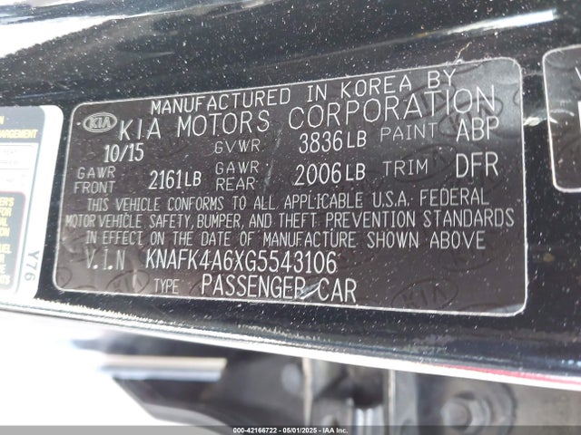 KNAFK4A6XG5543106 KIA FORTE LX