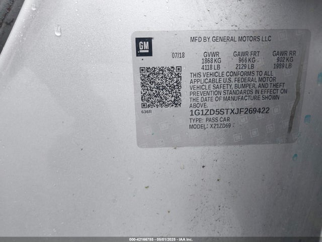 1G1ZD5STXJF269422 Chevrolet MALIBU LT