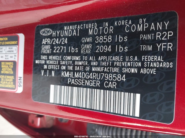 KMHLM4DG4RU798584 Hyundai mpi nu pe