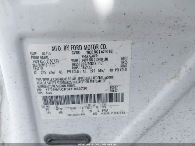 1FTEW1CP3FFA53736 Ford F-150 Xlt