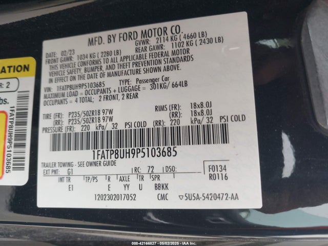 1FATP8UH9P5103685 Ford Mustang Ecoboost Premium