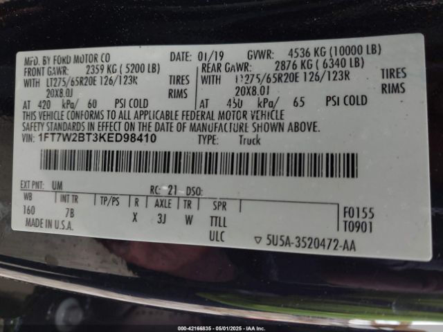 1FT7W2BT3KED98410 Ford F-250 Platinum