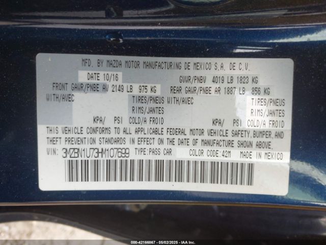 3MZBN1U73HM107699 Mazda Mazda3 4-door Sport