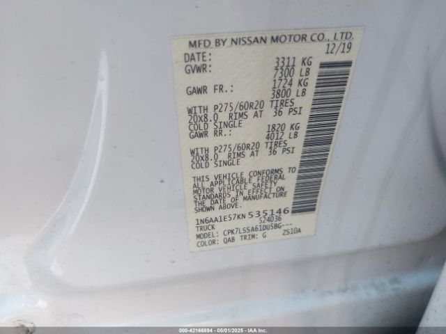 1N6AA1E57KN535146 Nissan TITAN SV