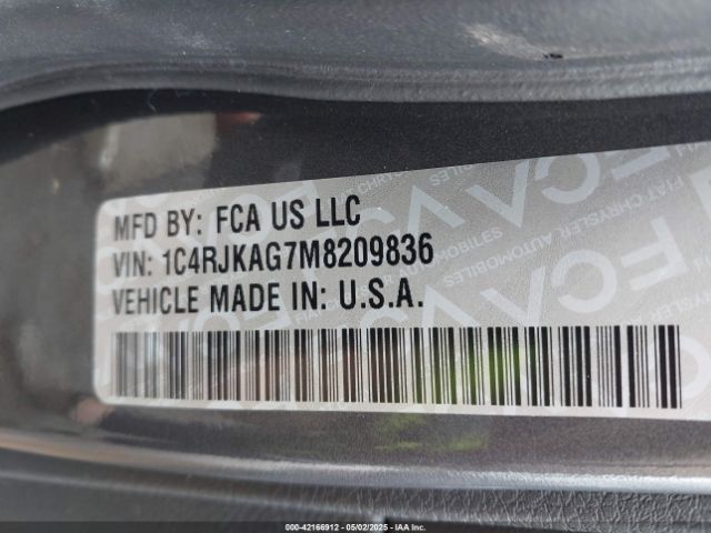1C4RJKAG7M8209836 Jeep Grand Cherokee L Altitude 4x4
