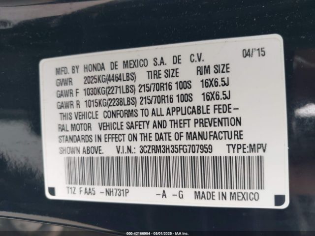 3CZRM3H35FG707959 Honda CR-V LX