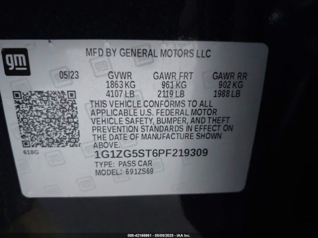 1G1ZG5ST6PF219309 Chevrolet lfv