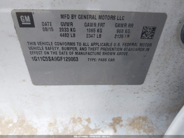 1G11C5SA0GF129063 Chevrolet Malibu Limited Lt