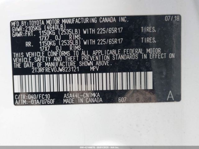 2T3RFREV0JW823121 Toyota Rav4 Xle