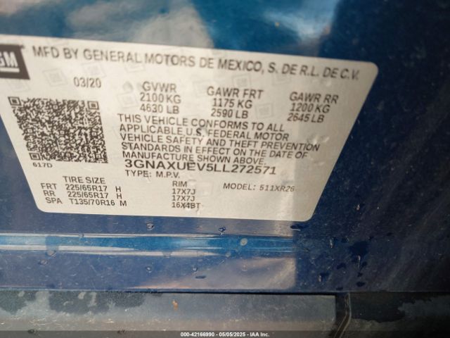 3GNAXUEV5LL272571 Chevrolet lyx - direct injection, vvt, fgt, turbo, alum, gen1