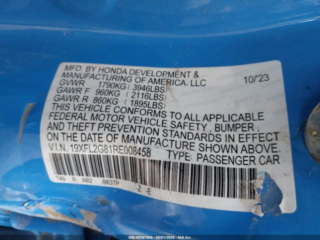 19XFL2G81RE008458 Honda k20c2