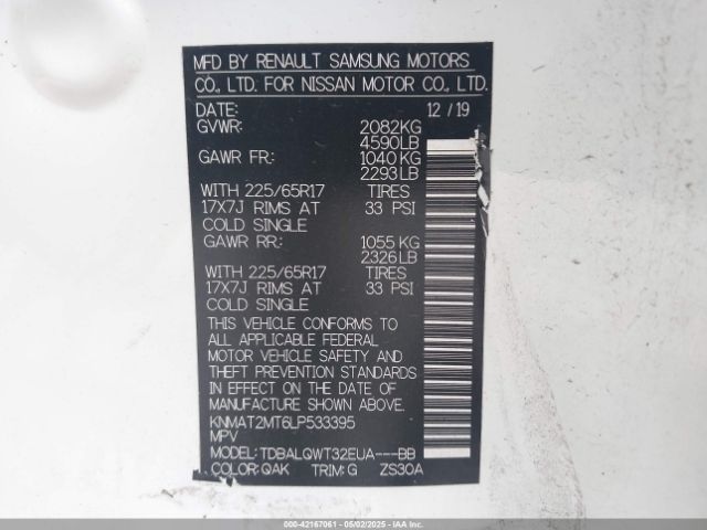 KNMAT2MT6LP533395 Nissan Rogue Sv Fwd