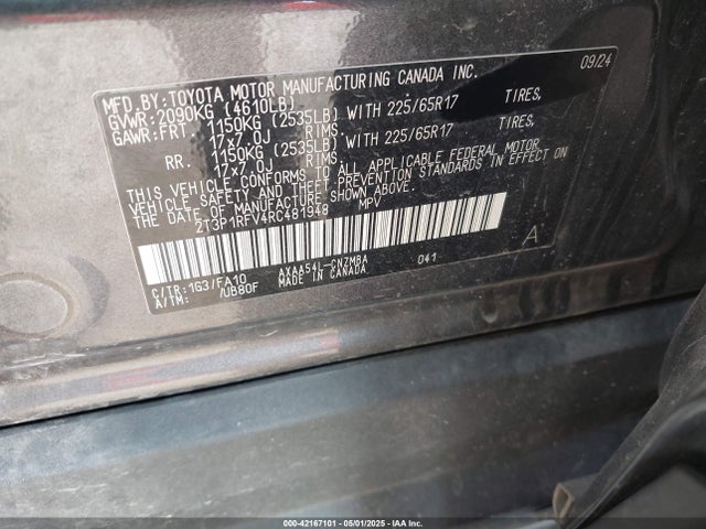 2T3P1RFV4RC481948 Toyota Rav4 Xle