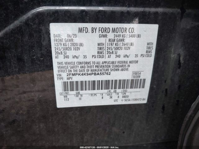 2FMPK4K94PBA55762 Ford Edge Titanium