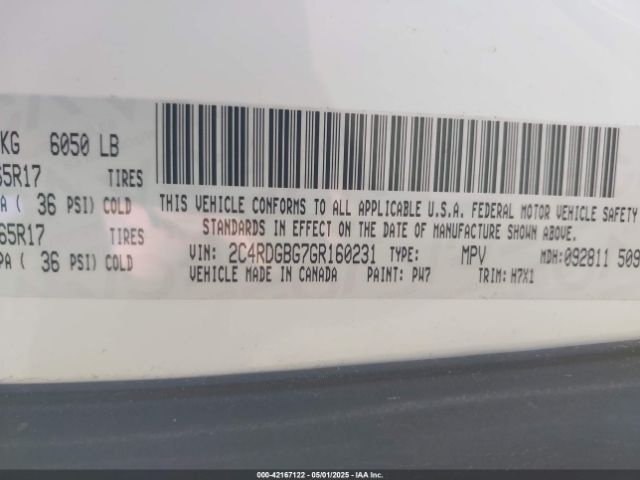 2C4RDGBG7GR160231 Dodge Grand Caravan Se