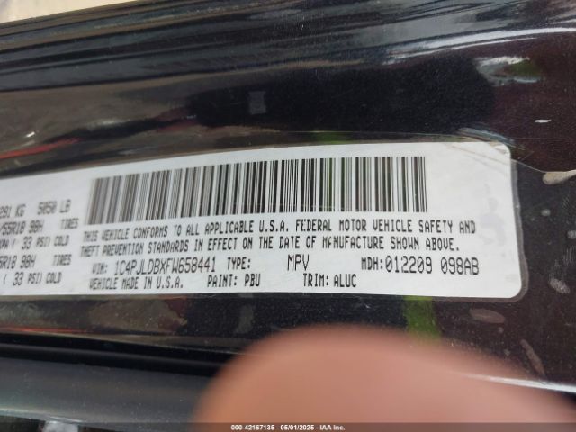 1C4PJLDBXFW658441 Jeep Cherokee Limited
