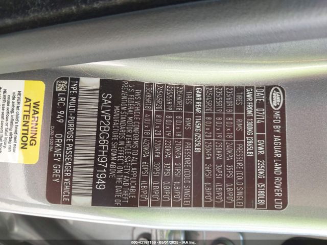 SALVP2BG6FH971949 Land Rover Range Rover Evoque Pure