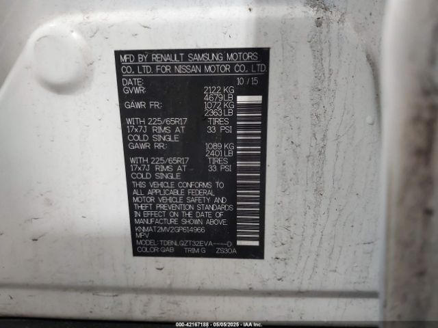 KNMAT2MV2GP614966 Nissan ROGUE SV