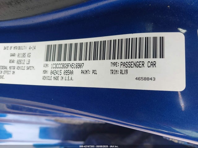 Aukcja sprzedaży 2015 Chrysler 200 S, vin: 1C3CCCBG9FN516907, numer aukcji: 42167203