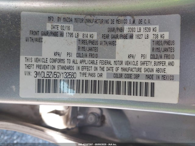 3MYDLBZV5GY132580 Scion IA