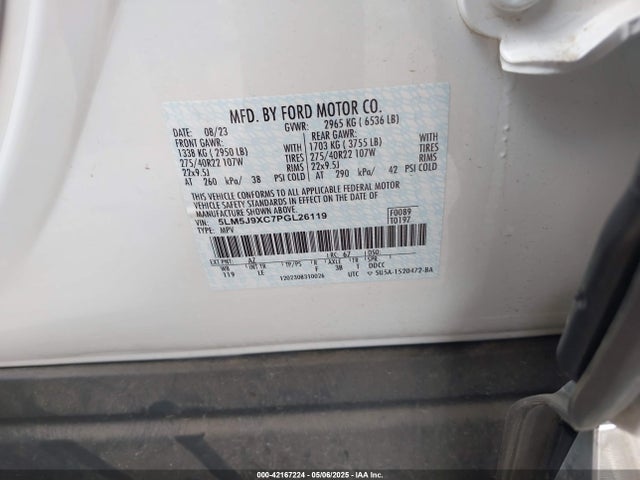 5LM5J9XC7PGL26119 Lincoln gtdi
