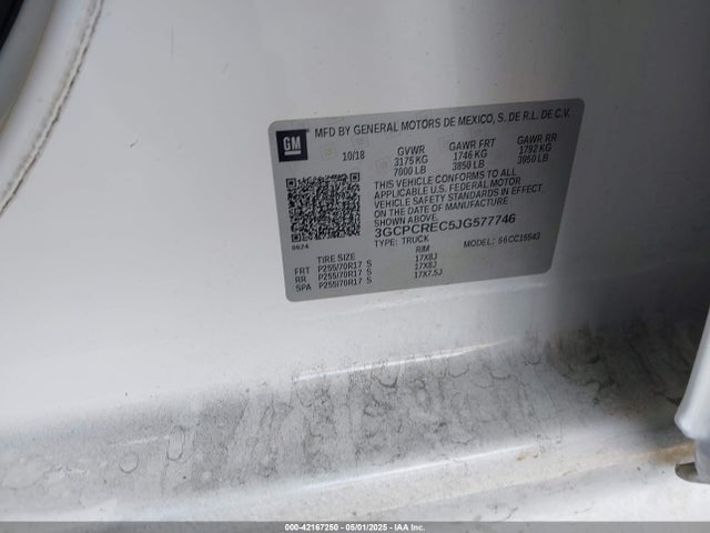 3GCPCREC5JG577746 Chevrolet Silverado 1500 1lt