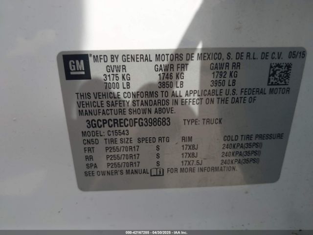 3GCPCREC0FG398683 Chevrolet Silverado 1500 1lt
