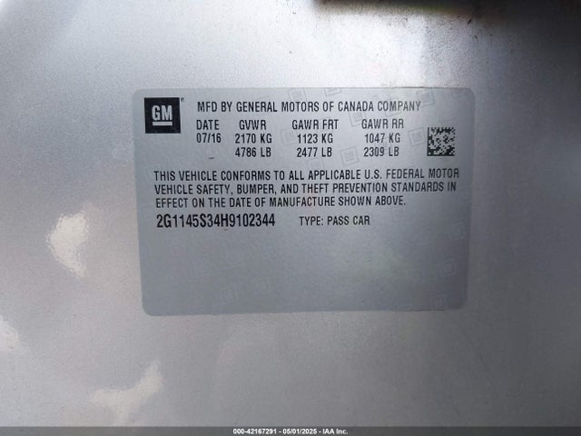 Chevrolet IMPALA 2LZ 2017 2G1145S34H9102344 Image 9
