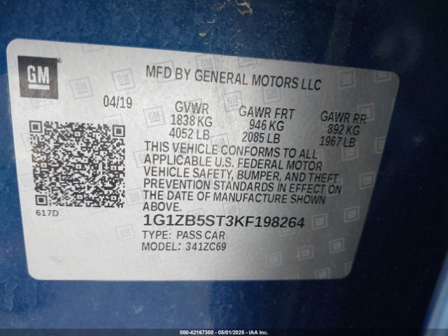 1G1ZB5ST3KF198264 Chevrolet Malibu 1ls