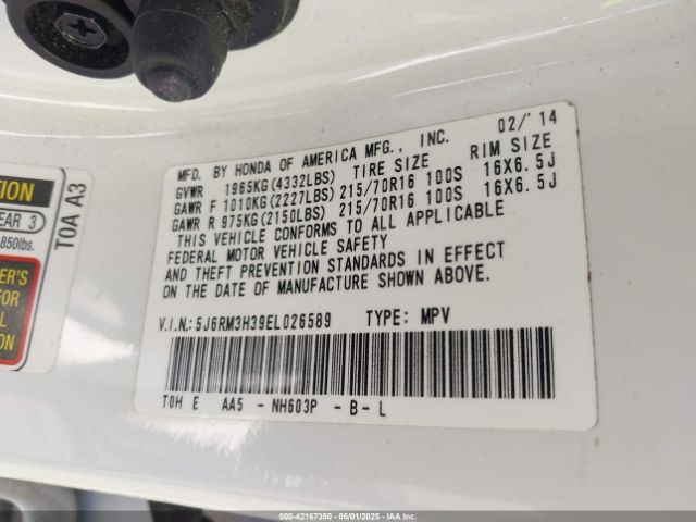 5J6RM3H39EL026589 Honda CR-V LX