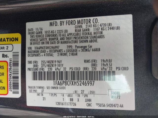 1FA6P8CFXH5246997 Ford MUSTANG GT