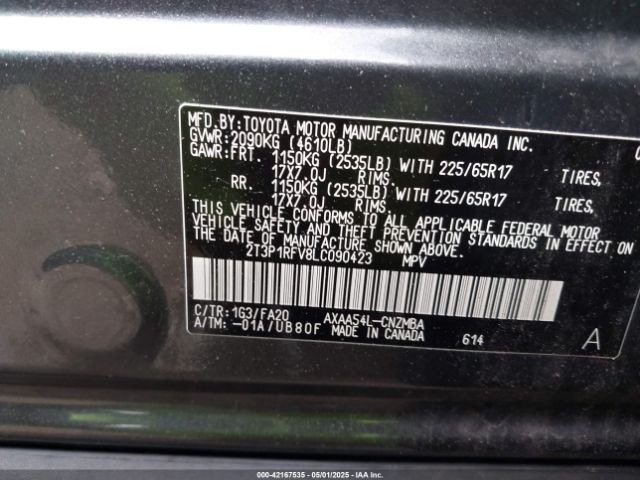 2T3P1RFV8LC090423 Toyota Rav4 Xle
