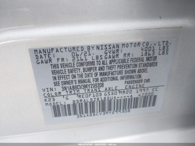 2021 NISSAN SENTRA 3N1AB8CV3MY299308 Photo 8