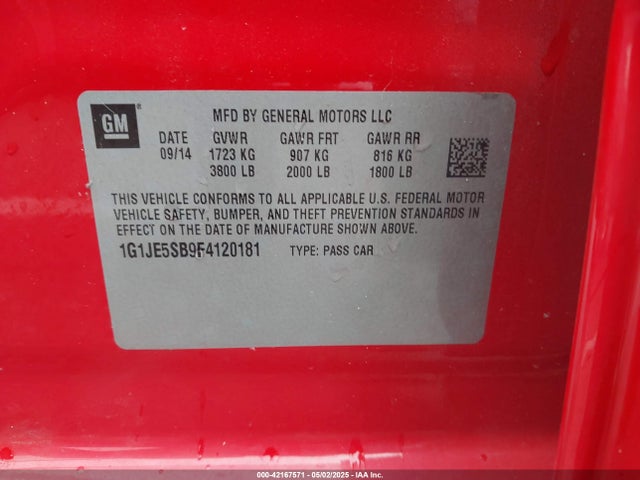 1G1JE5SB9F4120181 Chevrolet Sonic Ltz Auto