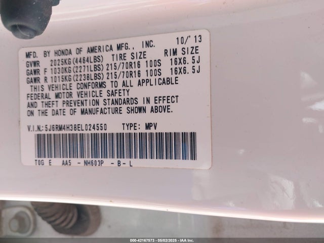 Honda CR-V LX 2014 5J6RM4H38EL024550 Image 9