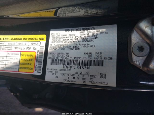 2015 FORD FUSION 1FA6P0HD1F5127354 Photo 8