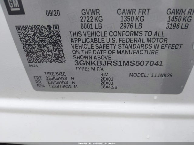 3GNKBJRS1MS507041 Chevrolet Blazer Awd 3lt