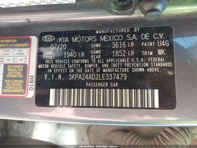 3KPA24AD2LE337479 KIA RIO S