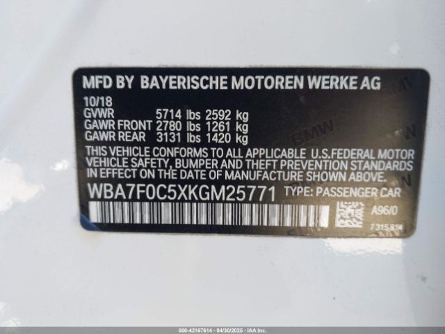 WBA7F0C5XKGM25771 BMW 750i