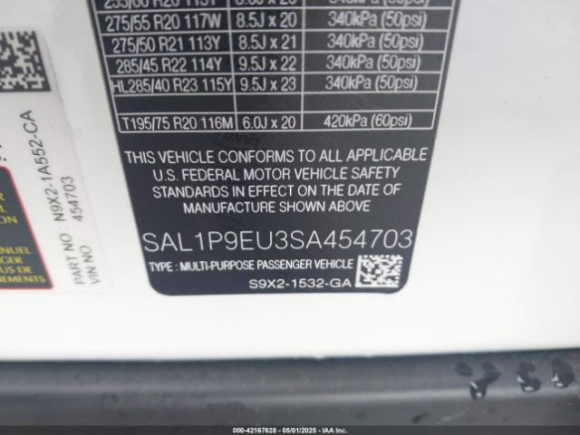 SAL1P9EU3SA454703 Land Rover Range Rover Sport P360 Se