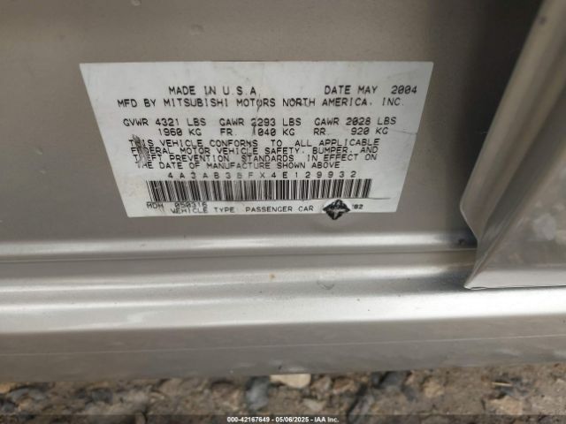 2004 MITSUBISHI GALANT 4A3AB36FX4E129932 Photo 8