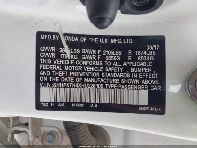 SHHFK7H4XHU226109 Honda Civic Sport