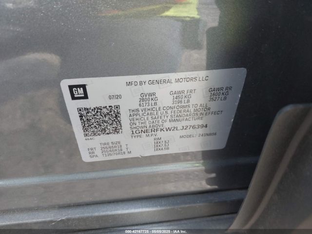 1GNERFKW2LJ276394 Chevrolet Traverse Fwd Ls