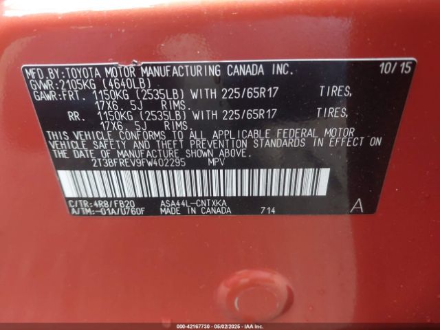 2T3BFREV9FW402295 Toyota 2ar-fe