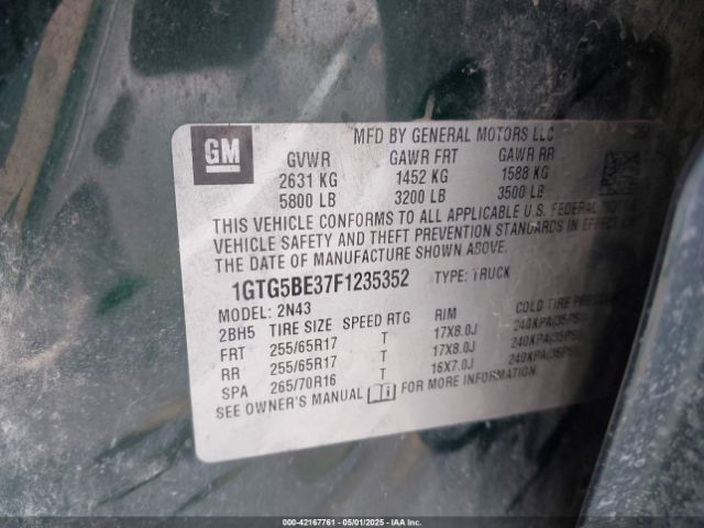 1GTG5BE37F1235352 GMC CANYON SLE