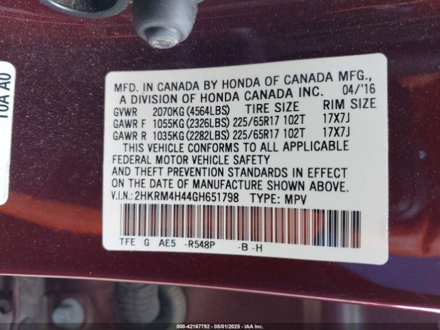 2HKRM4H44GH651798 Honda CR-V SE