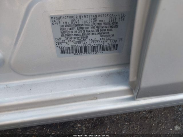 3N1AB7AP8KY316664 Nissan SENTRA SV